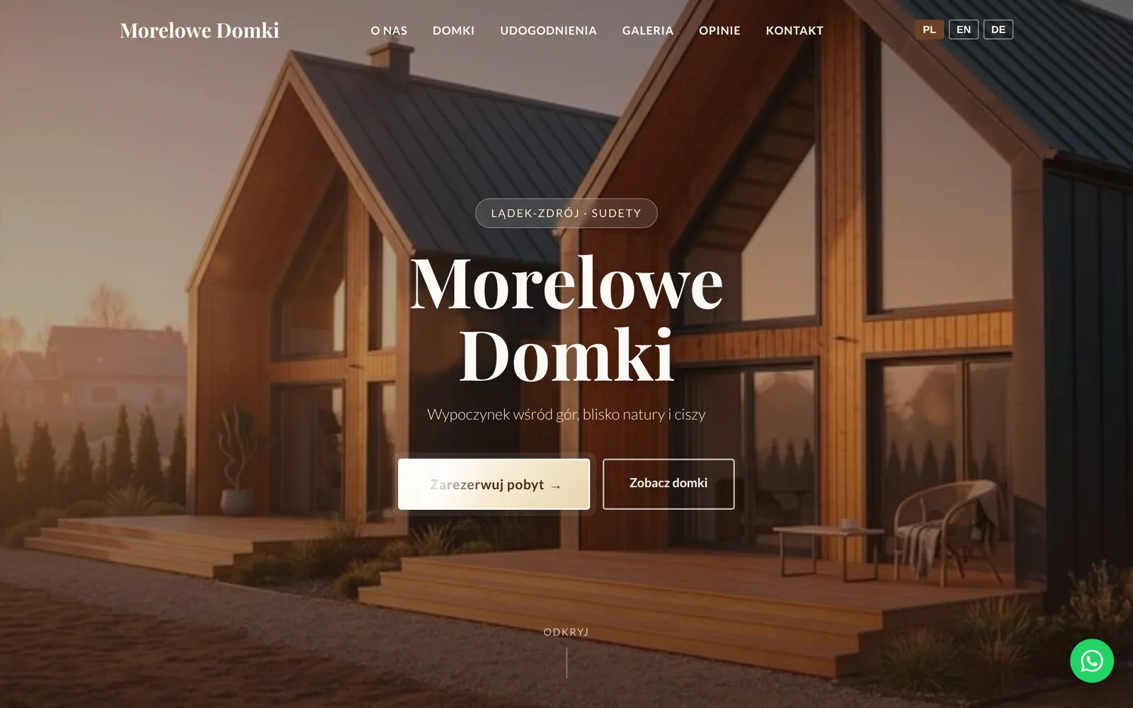 Domki wypoczynkowe: strona w wersji na komputer