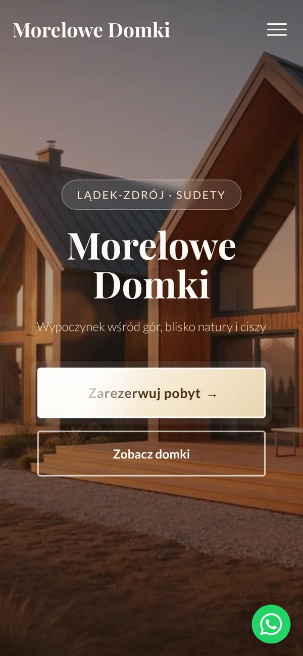 Domki wypoczynkowe: strona na telefonie